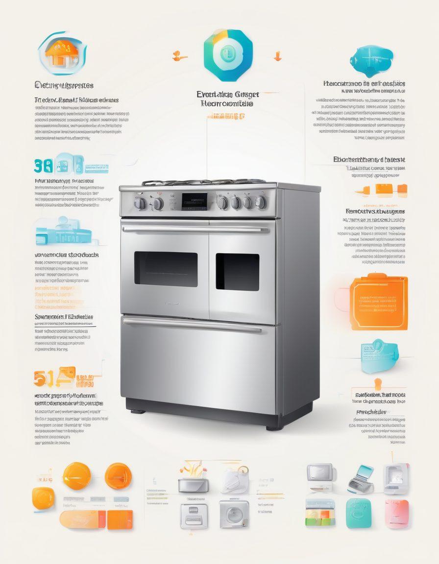 An informative infographic showcasing a variety of home appliances, each labeled with its warranty details and maintenance tips, overlayed with a checklist and a calculator representing investment analysis. The background features a soft gradient to enhance readability, emphasizing a warm family setting. Bright icons and playful fonts should invoke a sense of practicality and trust. vector art. vibrant colors. white background.